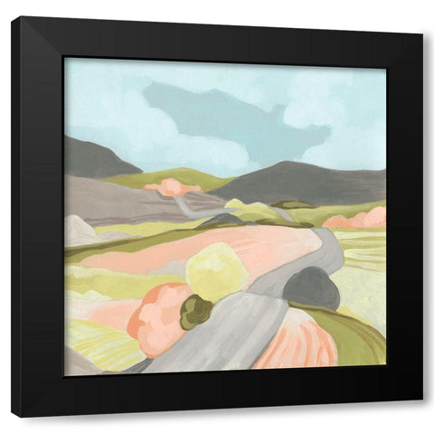 Winding Road II Black Modern Wood Framed Art Print by Vess, June Erica