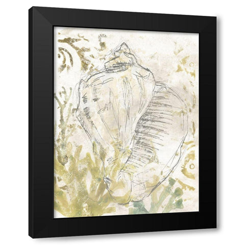 Verdant Shell Fresco I Black Modern Wood Framed Art Print with Double Matting by Vess, June Erica