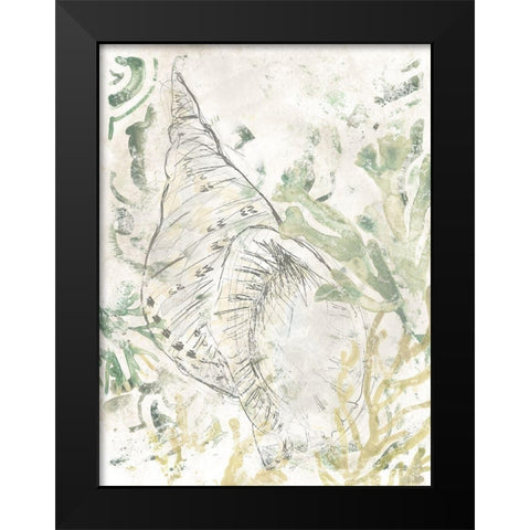 Verdant Shell Fresco II Black Modern Wood Framed Art Print by Vess, June Erica