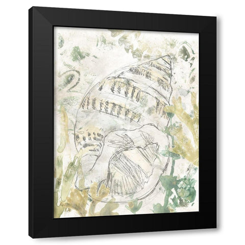 Verdant Shell Fresco III Black Modern Wood Framed Art Print by Vess, June Erica