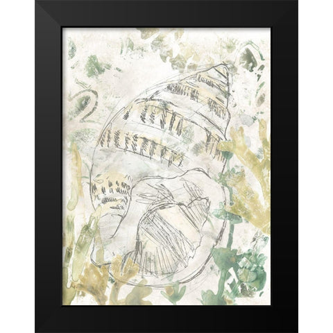 Verdant Shell Fresco III Black Modern Wood Framed Art Print by Vess, June Erica