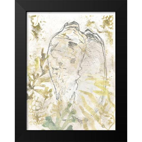 Verdant Shell Fresco IV Black Modern Wood Framed Art Print by Vess, June Erica