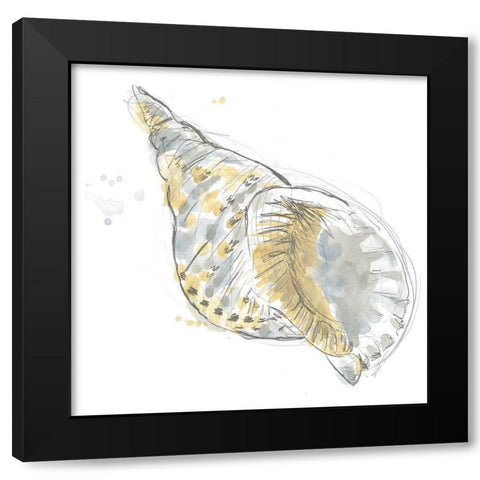 Citron Shell Sketch II Black Modern Wood Framed Art Print with Double Matting by Vess, June Erica