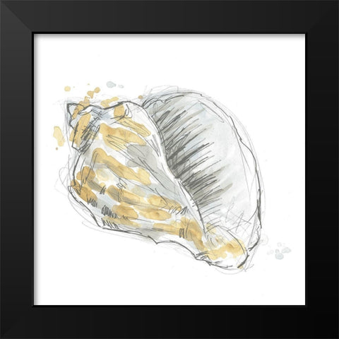 Citron Shell Sketch III Black Modern Wood Framed Art Print by Vess, June Erica