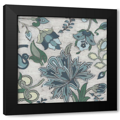 Blue Garden Chintz II Black Modern Wood Framed Art Print by Vess, June Erica
