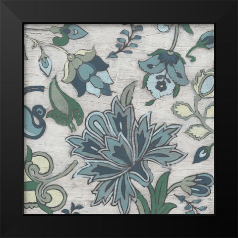 Blue Garden Chintz II Black Modern Wood Framed Art Print by Vess, June Erica
