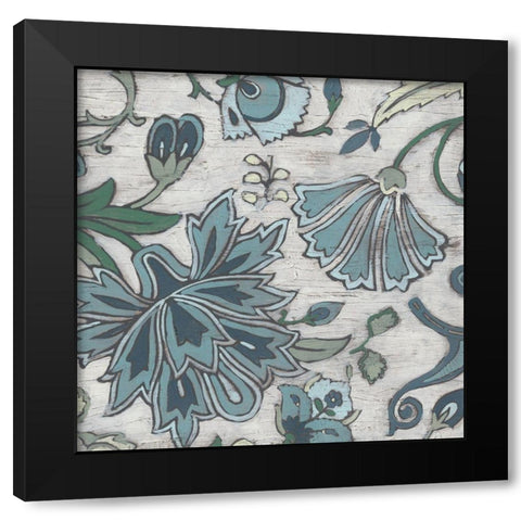 Blue Garden Chintz III Black Modern Wood Framed Art Print with Double Matting by Vess, June Erica