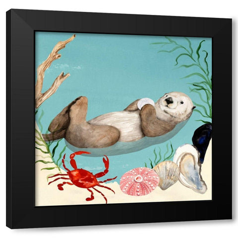 Otters Paradise I Black Modern Wood Framed Art Print by Borges, Victoria