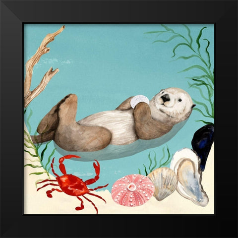 Otters Paradise I Black Modern Wood Framed Art Print by Borges, Victoria