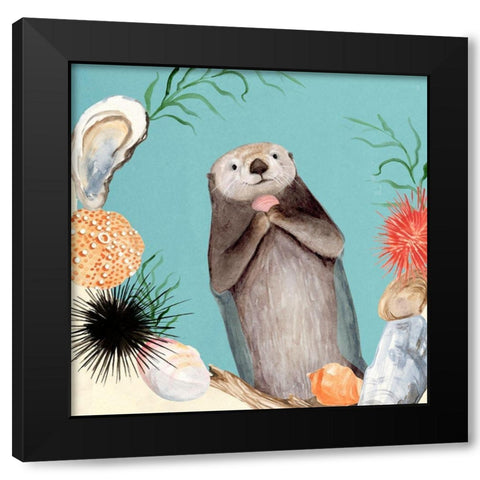 Otters Paradise II Black Modern Wood Framed Art Print by Borges, Victoria
