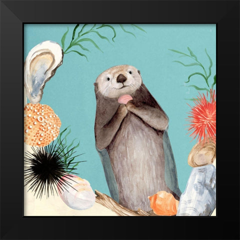 Otters Paradise II Black Modern Wood Framed Art Print by Borges, Victoria