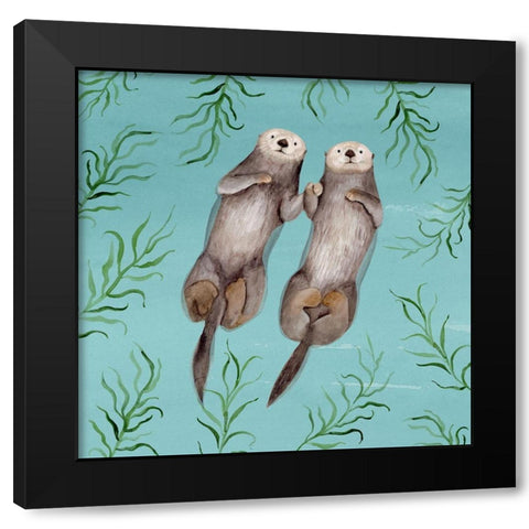 Otters Paradise III Black Modern Wood Framed Art Print by Borges, Victoria