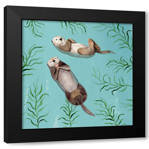 Otters Paradise IV Black Modern Wood Framed Art Print by Borges, Victoria