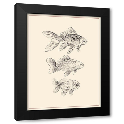 Goldfish I Black Modern Wood Framed Art Print by Wang, Melissa