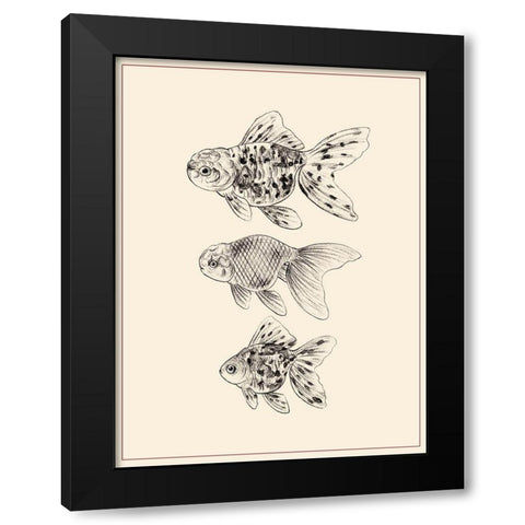 Goldfish II Black Modern Wood Framed Art Print with Double Matting by Wang, Melissa