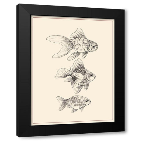 Goldfish III Black Modern Wood Framed Art Print with Double Matting by Wang, Melissa
