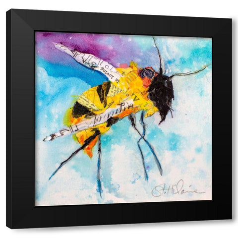 Happy Bee I Black Modern Wood Framed Art Print by St. Hilaire, Elizabeth