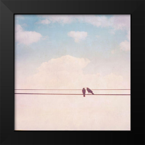 Birds on Wires II Black Modern Wood Framed Art Print by Brown, Thomas