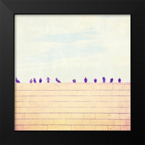 Birds on Wires III Black Modern Wood Framed Art Print by Brown, Thomas