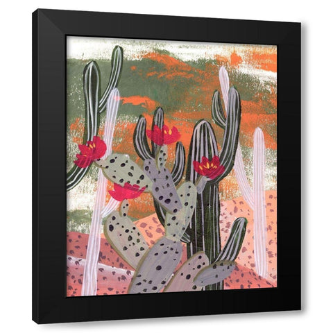 Desert Flowers II Black Modern Wood Framed Art Print with Double Matting by Wang, Melissa