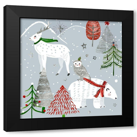 Stars and Snowflakes III Black Modern Wood Framed Art Print with Double Matting by Wang, Melissa