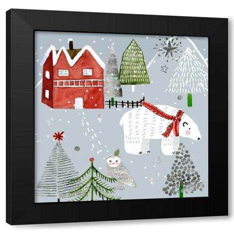 Stars and Snowflakes IV Black Modern Wood Framed Art Print with Double Matting by Wang, Melissa
