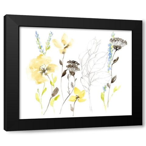 Wild Flowers and Contour II Black Modern Wood Framed Art Print by Goldberger, Jennifer