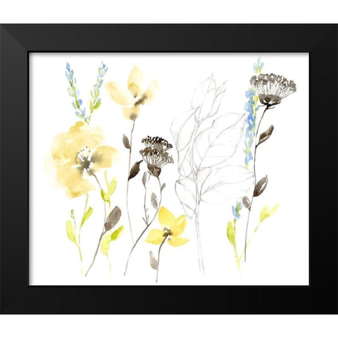 Wild Flowers and Contour II Black Modern Wood Framed Art Print by Goldberger, Jennifer