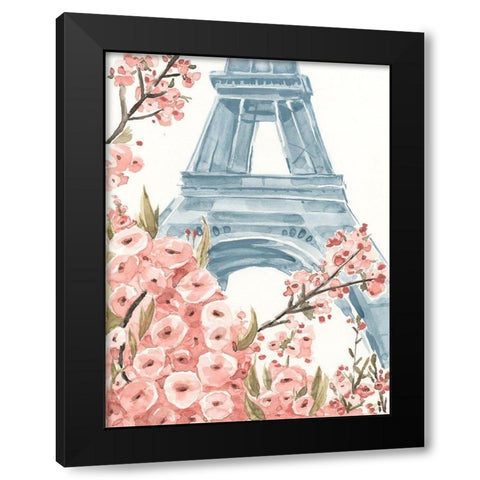 Paris Cherry Blossoms I Black Modern Wood Framed Art Print with Double Matting by Warren, Annie