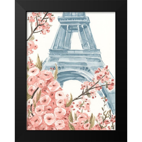 Paris Cherry Blossoms I Black Modern Wood Framed Art Print by Warren, Annie