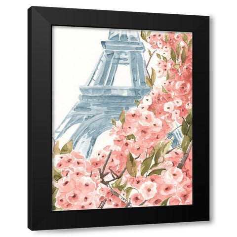 Paris Cherry Blossoms II Black Modern Wood Framed Art Print with Double Matting by Warren, Annie