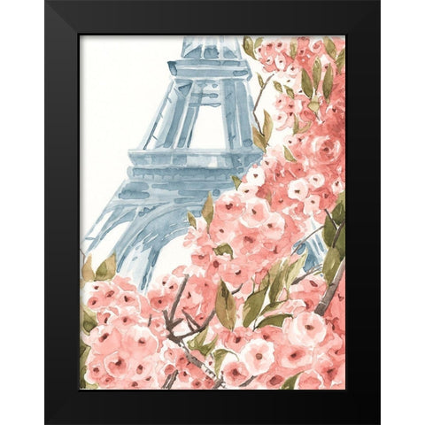 Paris Cherry Blossoms II Black Modern Wood Framed Art Print by Warren, Annie