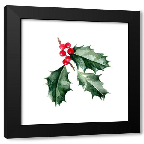 Christmas Holly I Black Modern Wood Framed Art Print with Double Matting by Scarvey, Emma