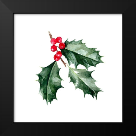 Christmas Holly I Black Modern Wood Framed Art Print by Scarvey, Emma