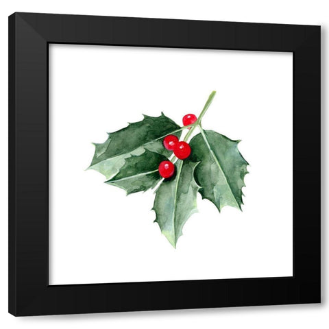 Christmas Holly II Black Modern Wood Framed Art Print by Scarvey, Emma