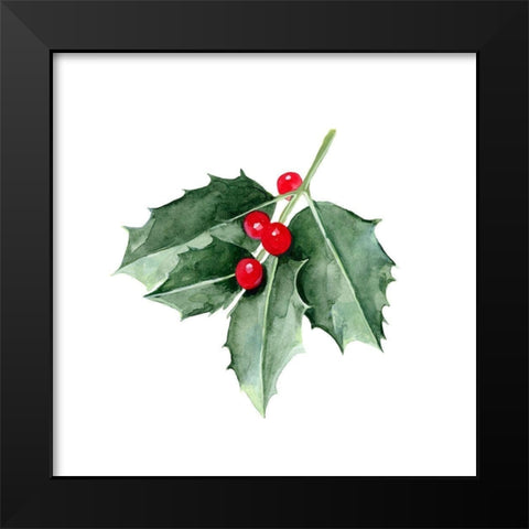 Christmas Holly II Black Modern Wood Framed Art Print by Scarvey, Emma