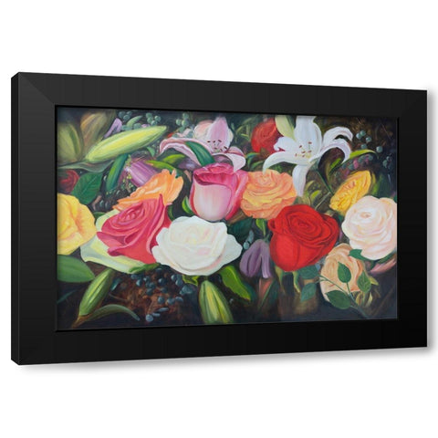 Floral Abundance I Black Modern Wood Framed Art Print by Iafrate, Sandra