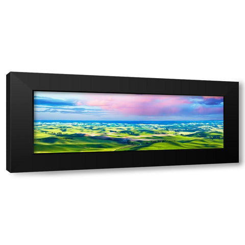 Farmscape Panorama II Black Modern Wood Framed Art Print with Double Matting by McLoughlin, James