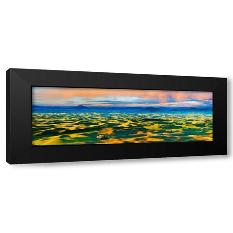 Farmscape Panorama V Black Modern Wood Framed Art Print with Double Matting by McLoughlin, James