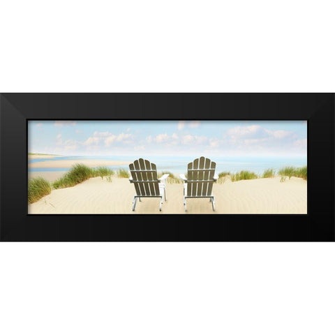 Beachscape Panorama VI Black Modern Wood Framed Art Print by McLoughlin, James