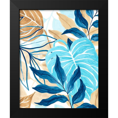 Blue Jungle I Black Modern Wood Framed Art Print by Vess, June Erica