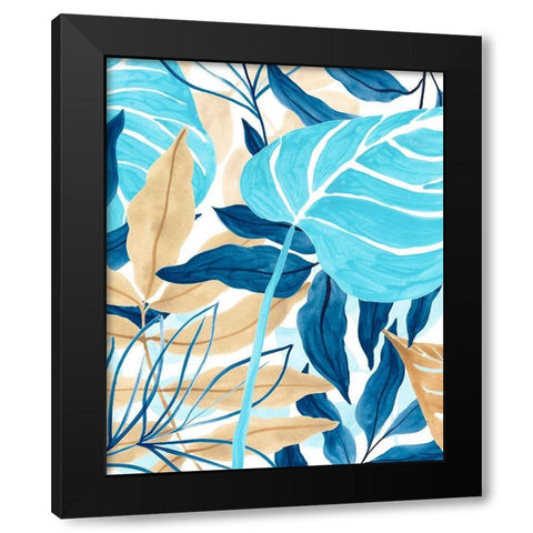 Blue Jungle II Black Modern Wood Framed Art Print with Double Matting by Vess, June Erica