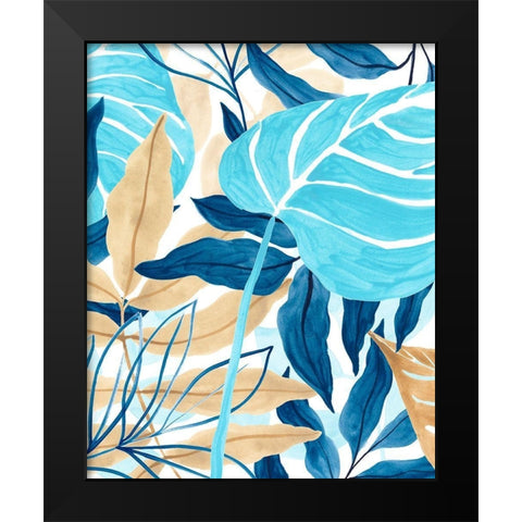 Blue Jungle II Black Modern Wood Framed Art Print by Vess, June Erica