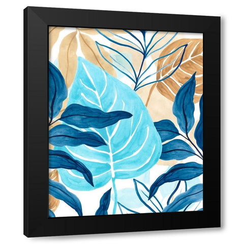 Blue Jungle III Black Modern Wood Framed Art Print with Double Matting by Vess, June Erica