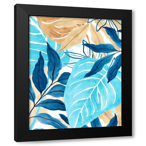 Blue Jungle IV Black Modern Wood Framed Art Print by Vess, June Erica