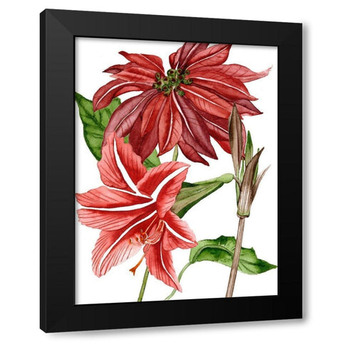 Merry Blossom I Black Modern Wood Framed Art Print with Double Matting by Wang, Melissa