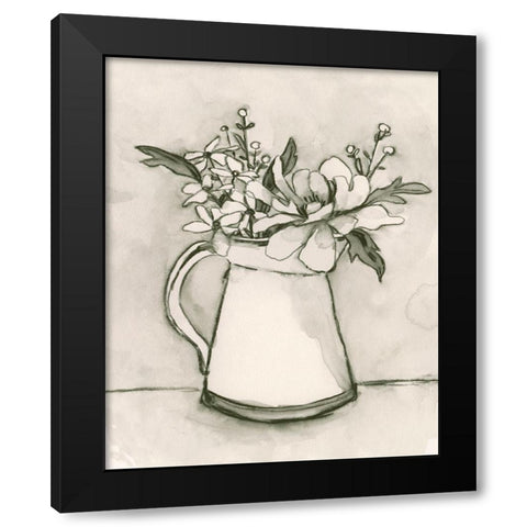 Bouquet Scribble I Black Modern Wood Framed Art Print with Double Matting by Caroline, Emma