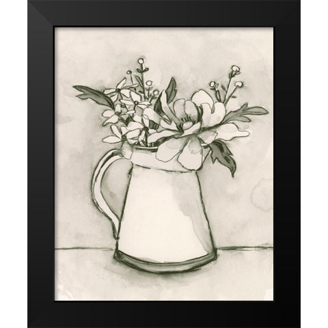 Bouquet Scribble I Black Modern Wood Framed Art Print by Caroline, Emma