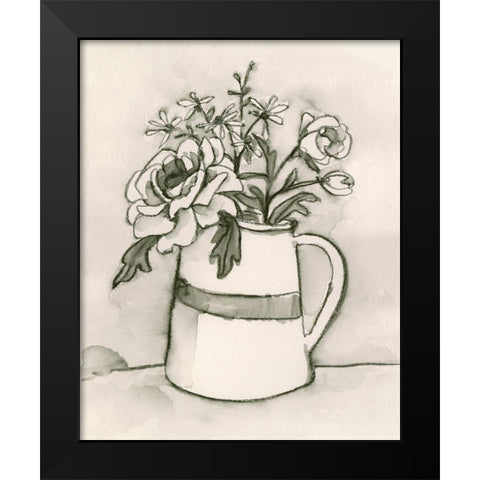 Bouquet Scribble II Black Modern Wood Framed Art Print by Caroline, Emma