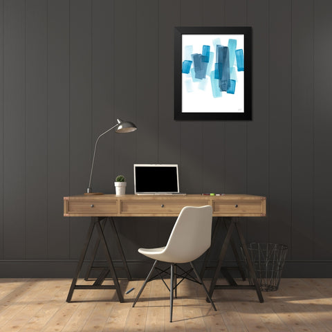 Azure Fragment II Black Modern Wood Framed Art Print by Vess, June Erica